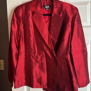 Etcetera Red Blazer Structured 100% Silk Jacket